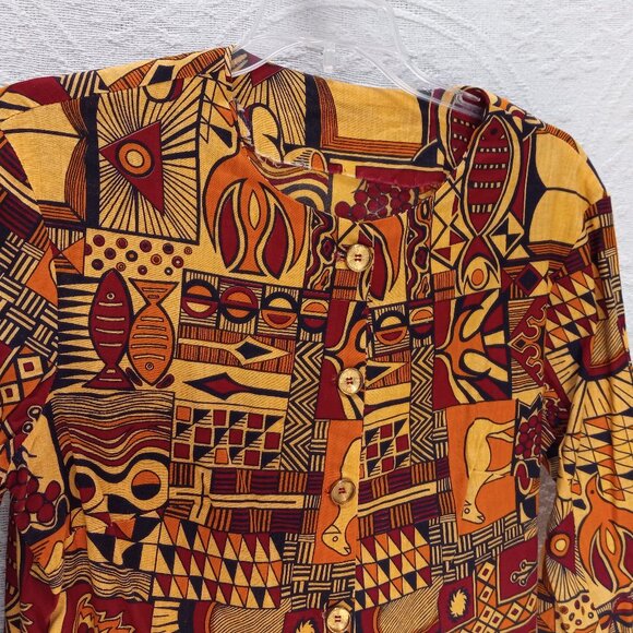 Unique One Of A Kind Hand Made Ethnic African Print Tunic  Sz S-M (T-382) - Picture 6 of 11